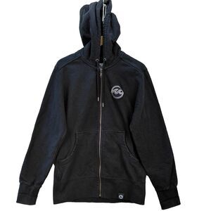 American Giant Moto Hoodie Mens Medium Black Full Zip Heavyweight Sweatshirt USA